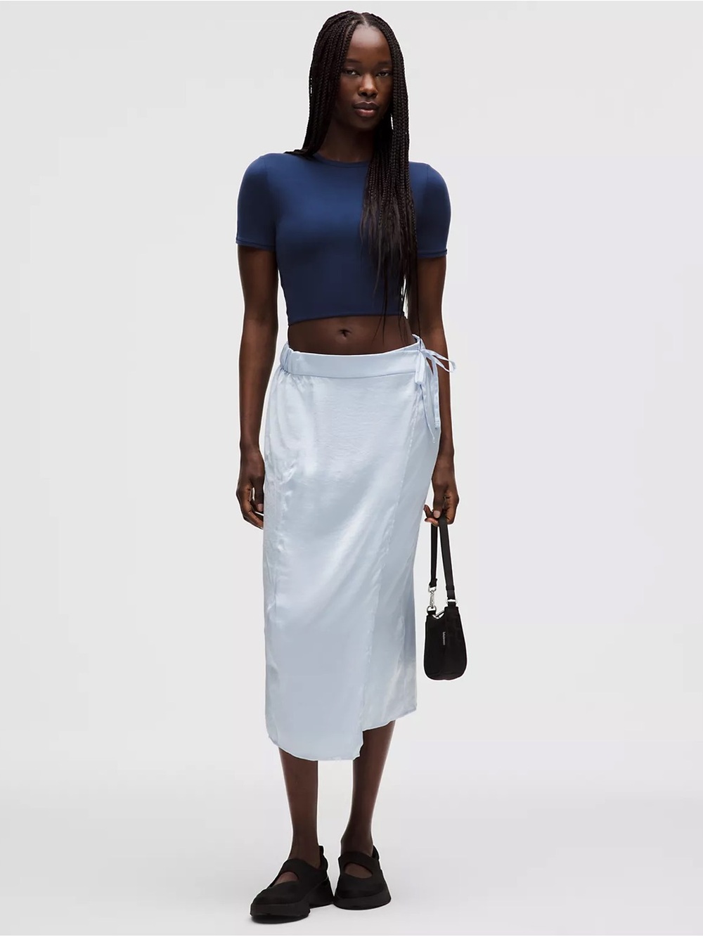 Brand New Lululemon Logo Charm Satin Waist-Tie Midi Skirt
